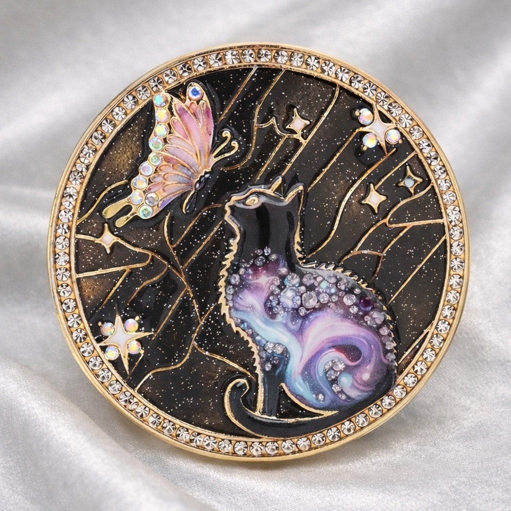 Butterfly Noire Purple Royal Cat Brooch